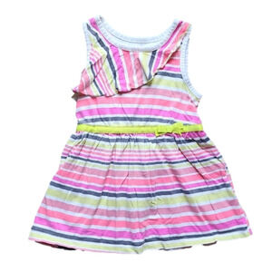 Circo Bright Color Striped Dress With Asymmetrical Ruffle
